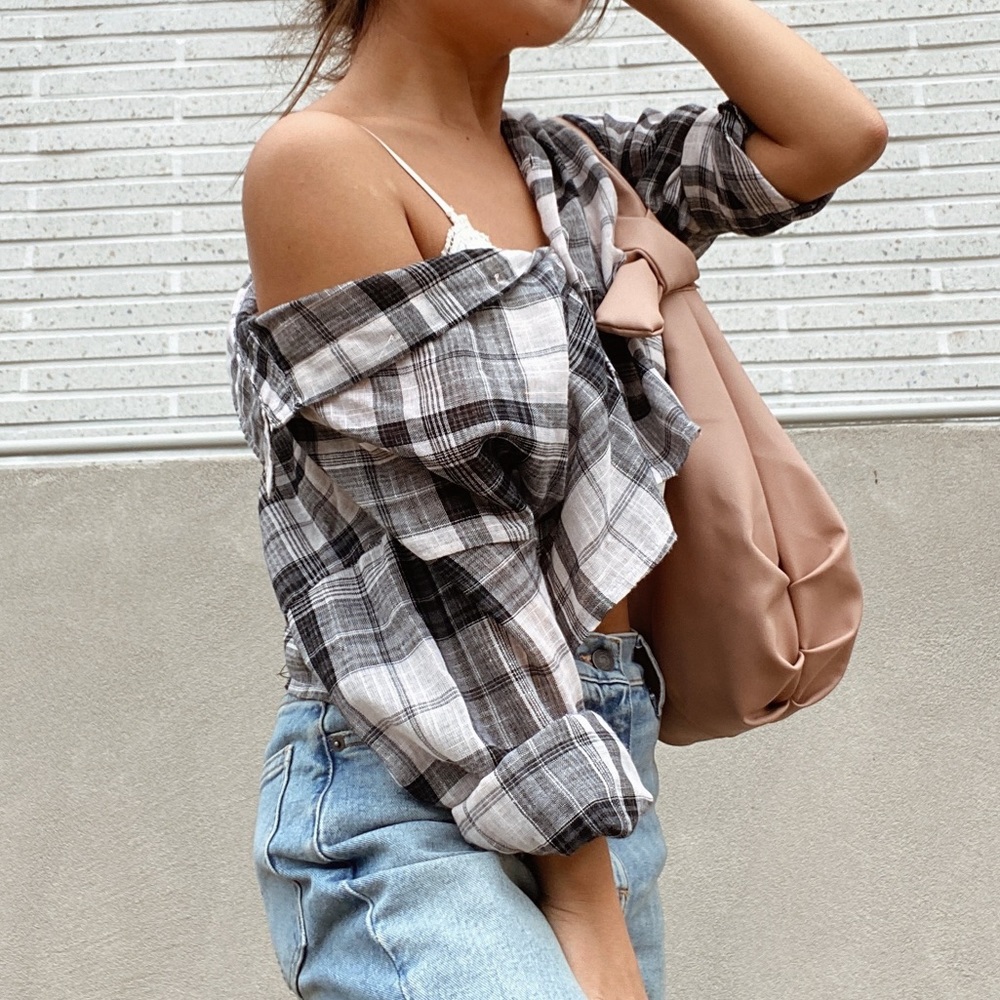 Black Plaid Top